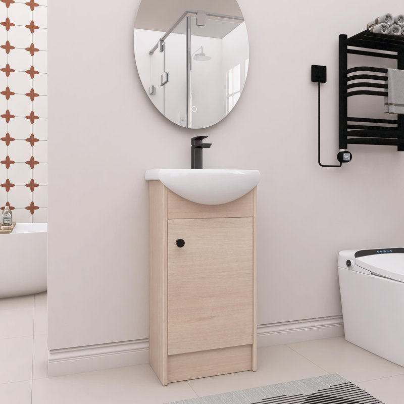 Petit meuble-lavabo simple 18 po avec lavabo en céramique 18 po