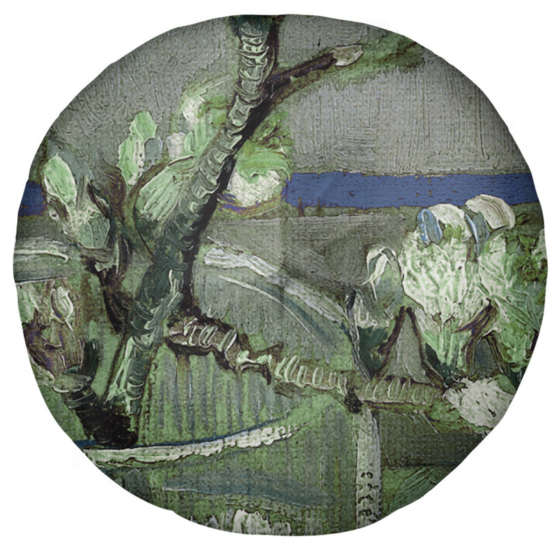 Coussin de plancher rond Vincent Van Gogh, 27,5 po x 55,5 po, Vert