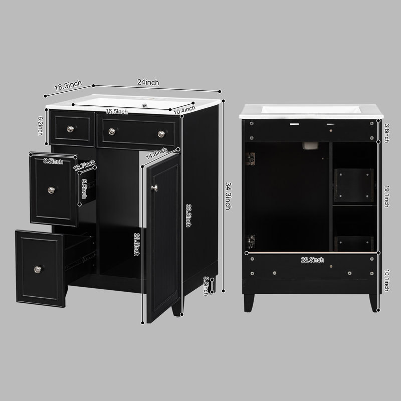 24" Bathroom Vanity Combo With Ceramic Sink