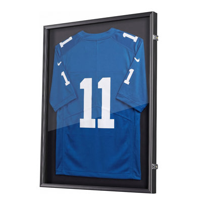 Jersey Frame Display Case, 36.4 x 28.3 x 1.5 in, Wooden Sport Jersey Shadow Box with 98% UV Protection PC Panel and Hanger, Magnetic Lock, for Baseball Basketball Football Hockey Shirt Uniform