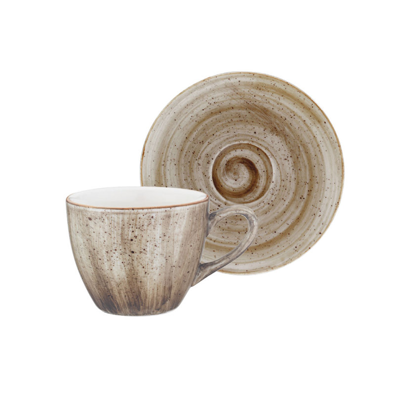 Porcelain Espresso Cup and Saucer, Grey