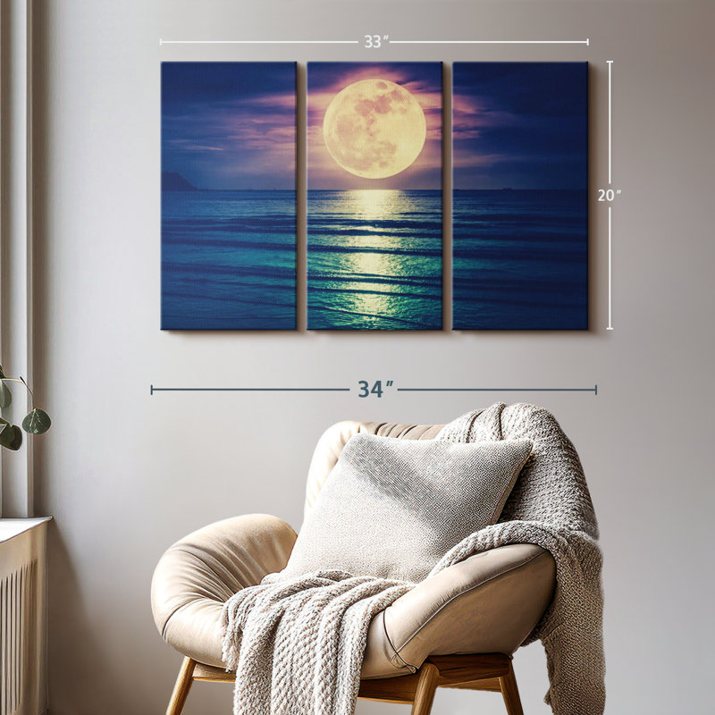 «Lune jaune» 3 pièces, H 20 po x l 33 po x P 1,25 po