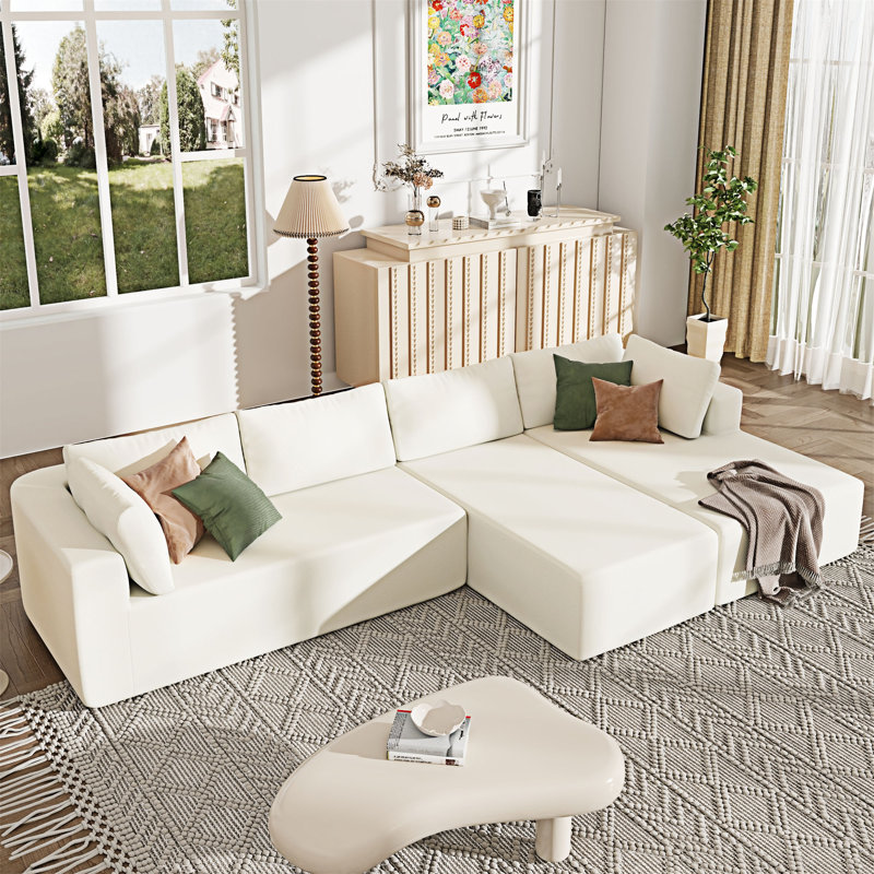 Modern Large Modular Sectional Sofa, Beige