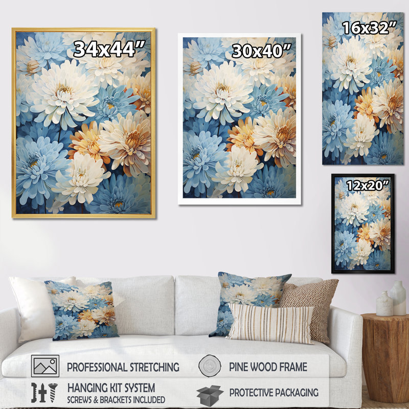 Minimalisme, peinture de maman en bleu et or, H 40 po x l 30 po x P 1,5 po, Cadre simple blanc