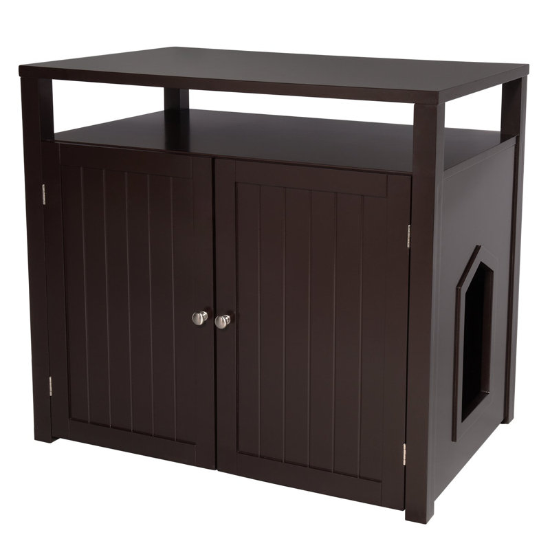Enceinte de bac à litière en bois, Brun