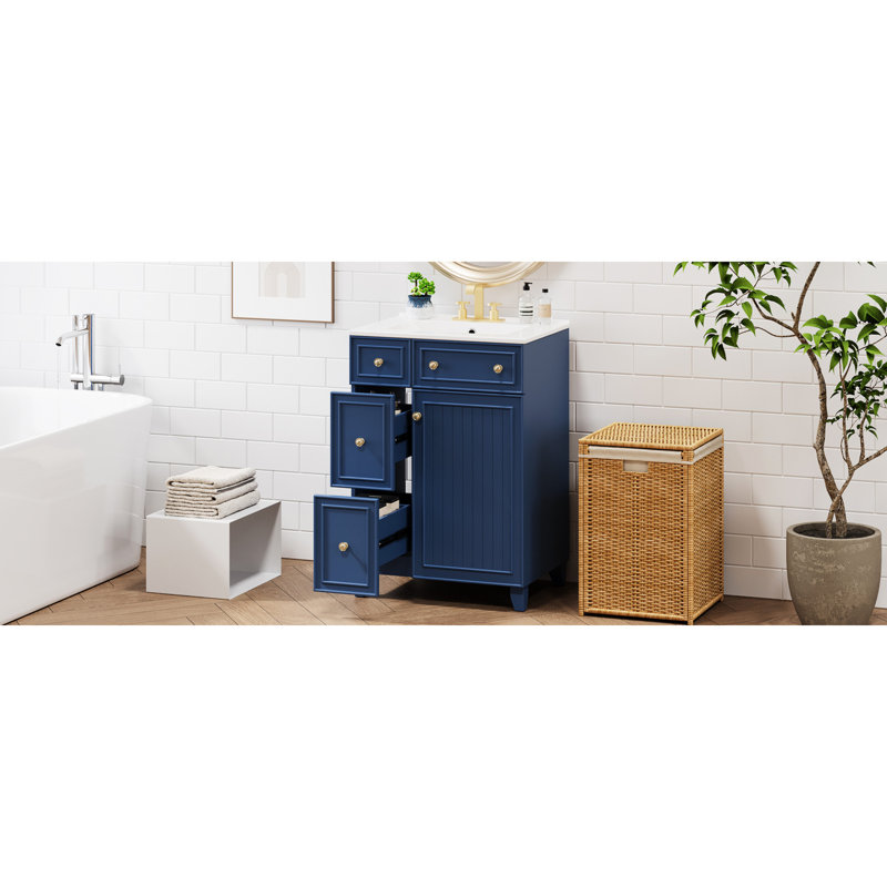 Meuble-lavabo de salle de bain 24 po avec lavabo en céramique