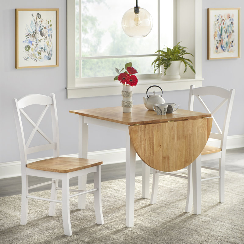Castellon 2 - Person Four Leg Dining Set, Brown/White