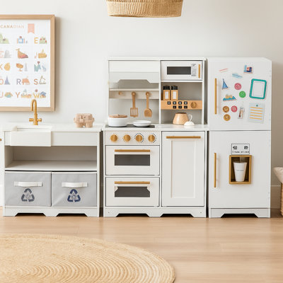 Teamson Kids Little Chef Atlanta Modular Play Kitchen with 17 Accessories and Interactive Toy Appliances