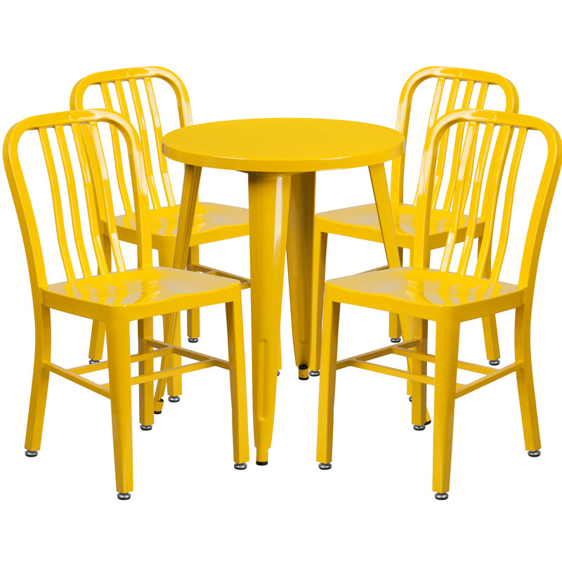 Scotia 4 - Person Patio Dining Set with Round Table, Yellow