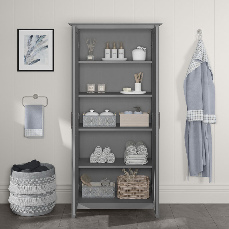 Armoire de salle de bain autoportante Huckins, Gris Cape Cod