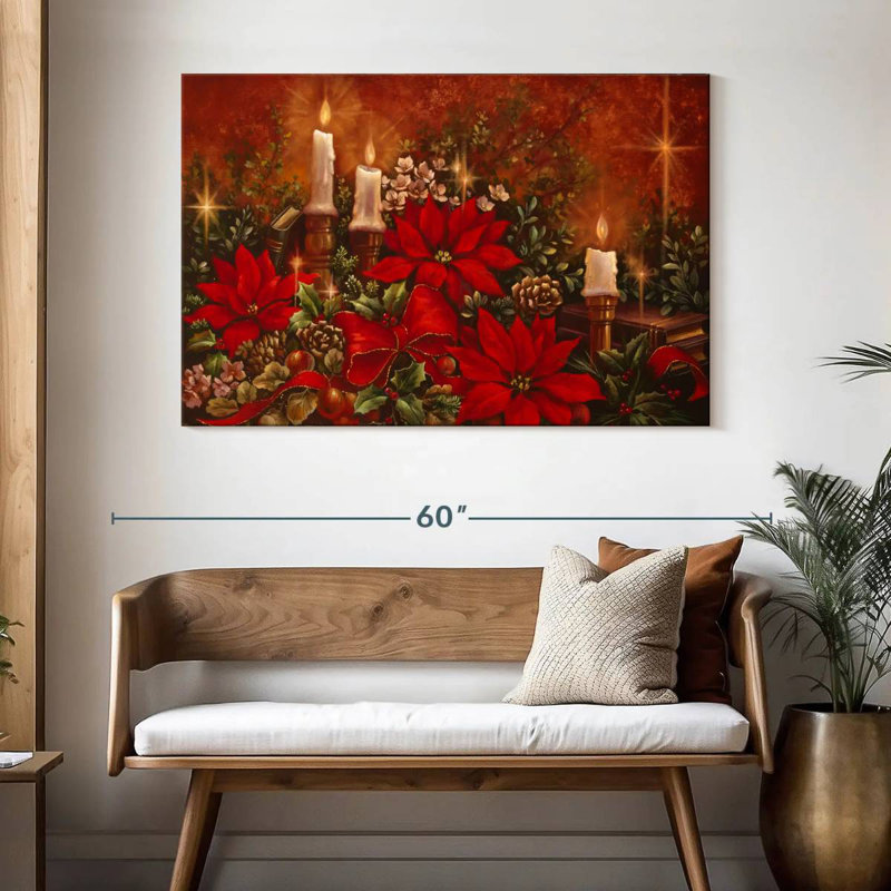 Poinsettia lumineux, H 32 po x l 48 po