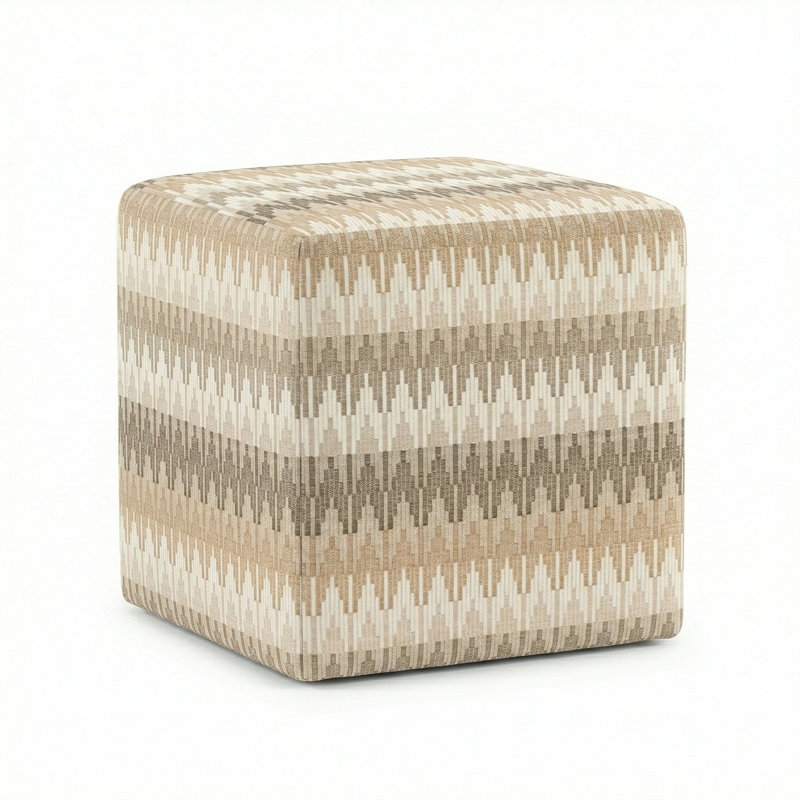Berlin Gardens Lilly Hive 16" Square Pouf, Gray/Beige