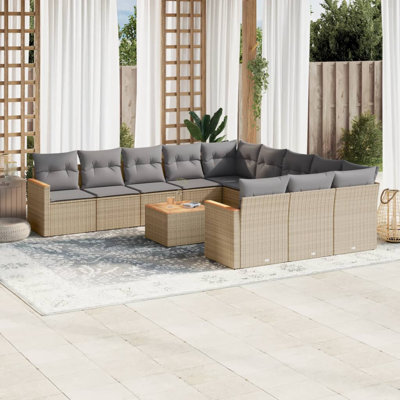  Ensemble de canapé de jardin beige, gris clair