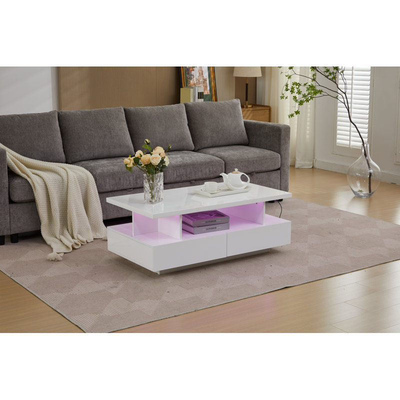 High Glossy Led Coffee Table with 4 Adjustable LED Modes