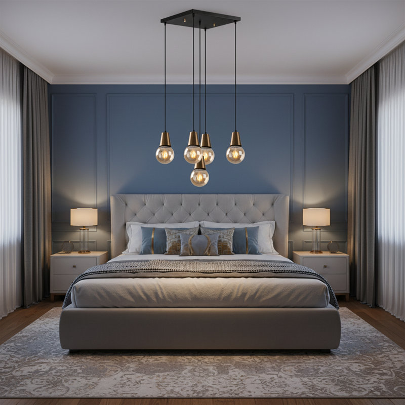 Adjustable Height Modern 5-Light Cluster Pendant