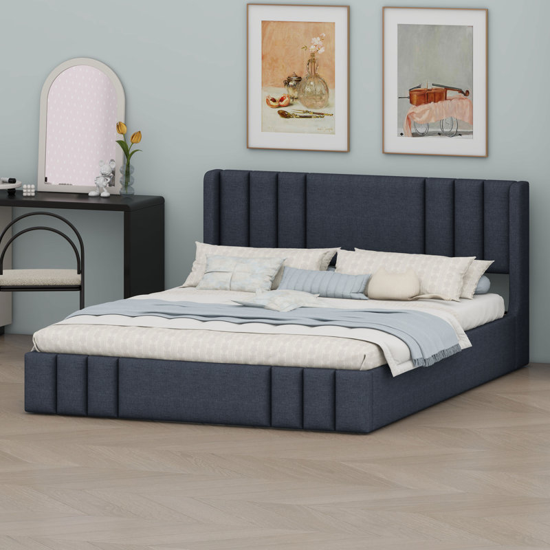 Structure de lit tapissier Elegant, Grand lit, Gris