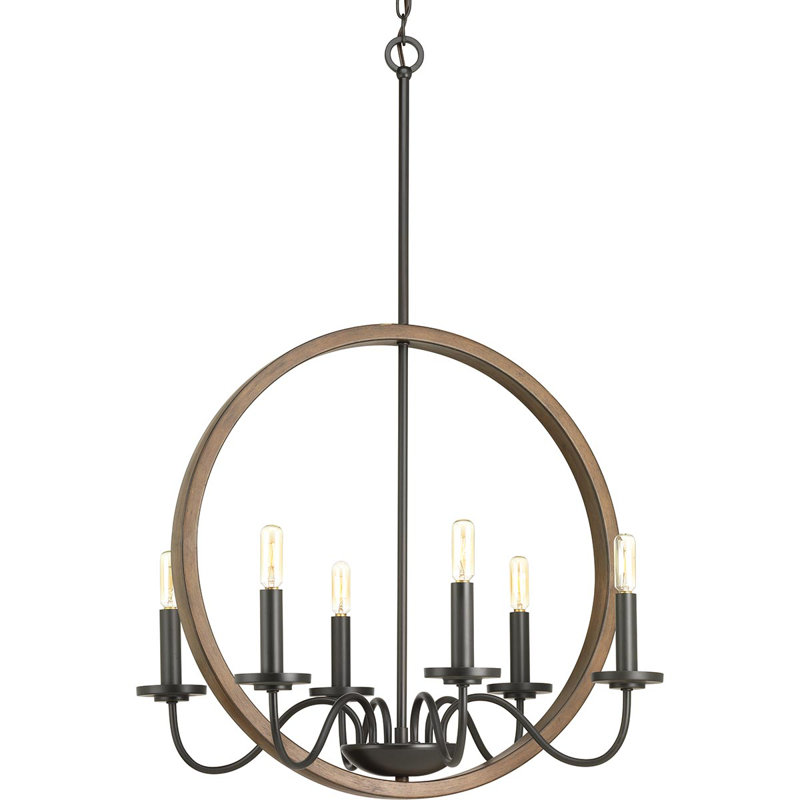 Maez 6 - Light Dimmable Geometric Chandelier, Antique Bronze