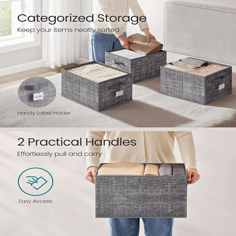 Storage Baskets, Set Of 3 Fabric Storage Bins