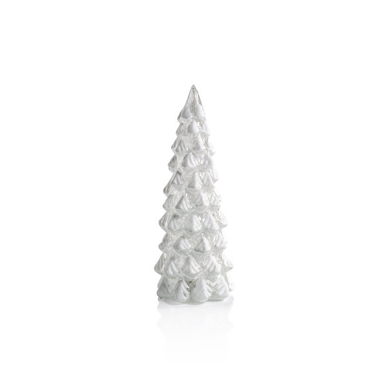 Mireille 2-Piece Set LED Snow Tabletop Trees, 10.25" H x 4" W x 4" D