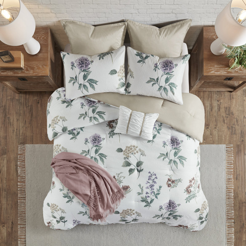 Blush Floral 7-Piece Microfiber King Bedspread Set