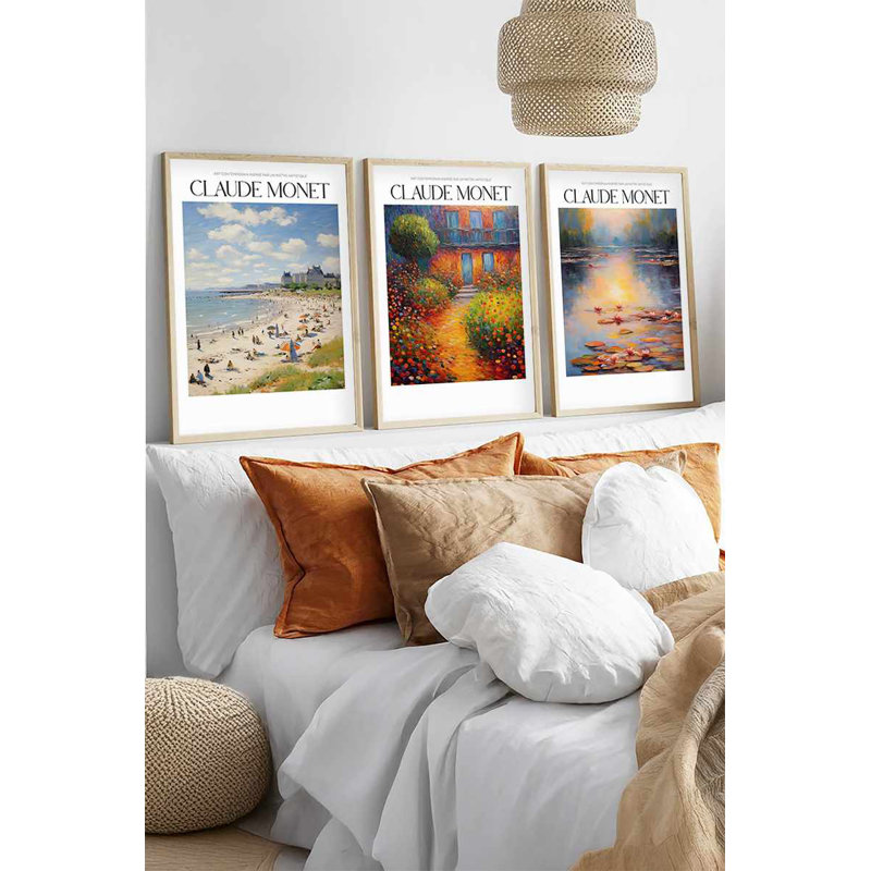 Élégantes peintures décoratives en panneau de fibres à densité moyenne (3 pièces), cadre en bois massif, 8 po x 12 po | Art 100% MDF avec une épaisseur de 0,12 pouce | Parfait pour le salon, la chambre à coucher et le bureau, design élégant et contemporain