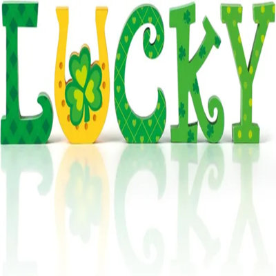 St. Patrick's Day Wooden "lucky" Letter Decor – 5-piece Shamrock Table Centerpiece For Home & Tiered Tray