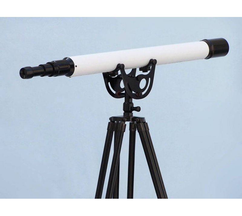 Télescope principal en cuir de plancher Violette, H 65 po x l 23 po x P 3 po, Bronze huilé / cuir blanc