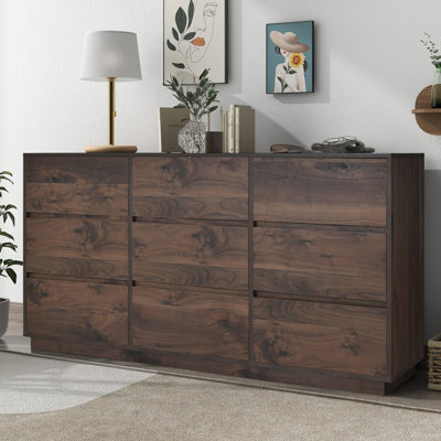 Commode 9 tiroirs pour salon Mid-Century