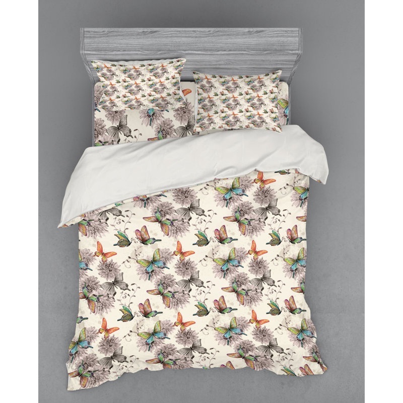 Ensemble de housse de couette en microfibre Butterfly, Housse de couette grand + 3 pièces supplémentair