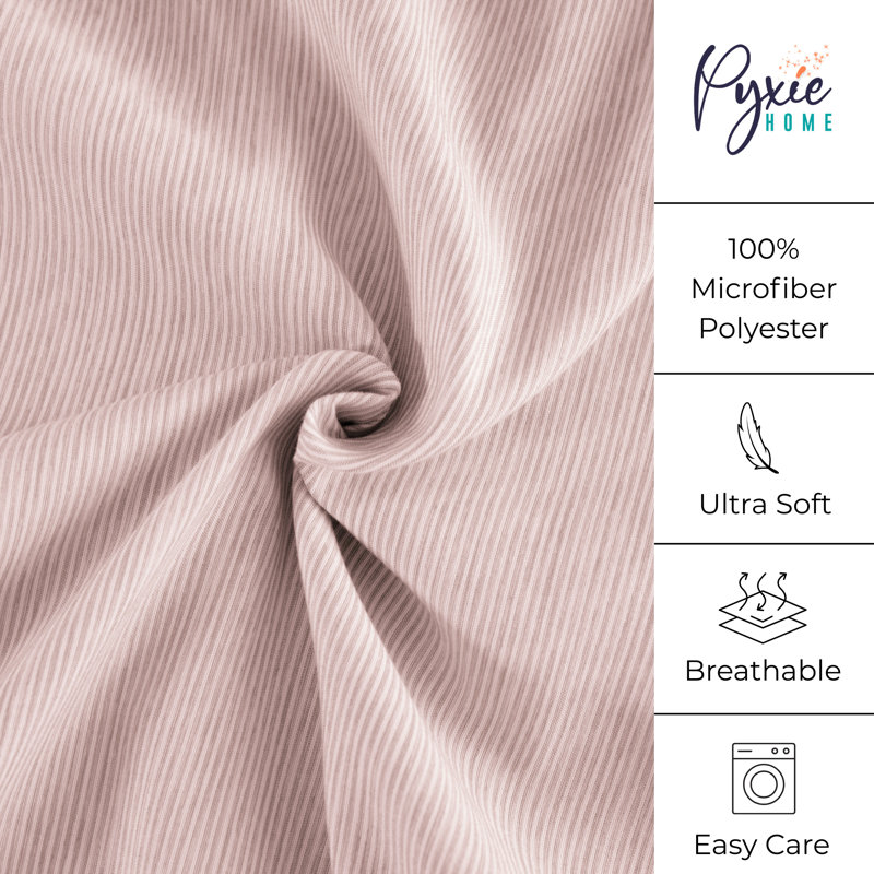 Shabby Chic Printed Pin Stripe Sheet Set, Twin, Blush
