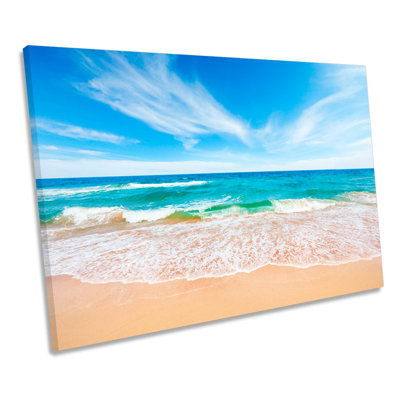 X5318 Seascape Beach Waves Blue - Wrapped Canvas Print