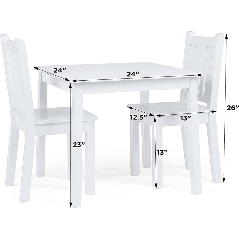 Ensemble de table carrée et de chaises pour enfants Cyerra, Blanc / blanc