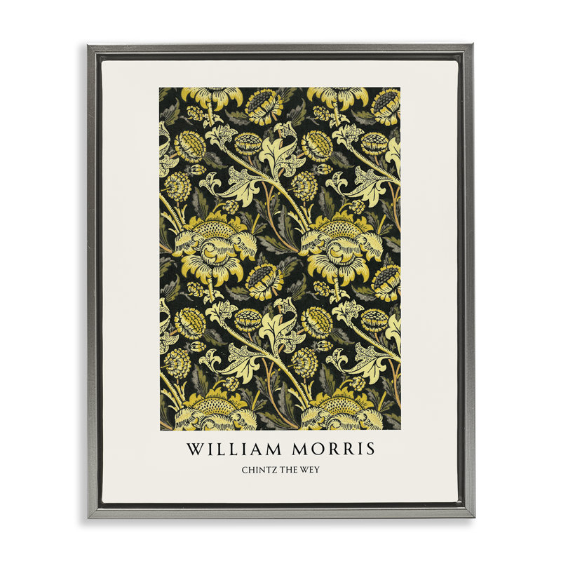 Cadre flottant William Wey Chintz, design par Vintage Hustle, H 31 po x l 25 po, Cadre flottant gris lustré