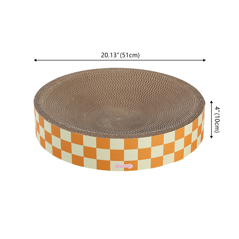 Grattoir pour chat en forme de bol rond et moderne en forme de bol 20,13 po Nelson, Orange / jaune pâle