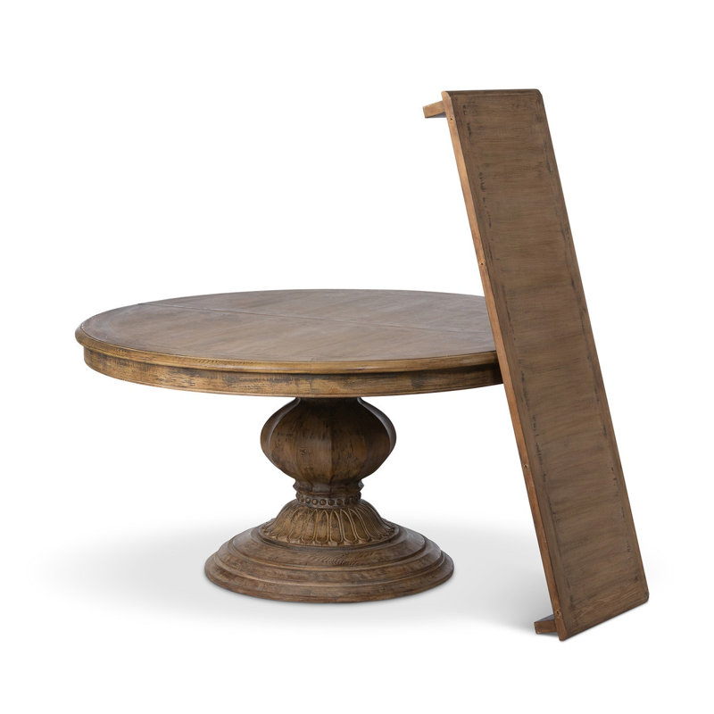 Ripley 78 " Extendable Pine Round Solid Wood Top with Solid Wood Base Dining Table