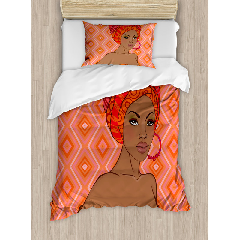 Afro Eclectic Polyester Geometric Shapes Duvet Cover, Twin