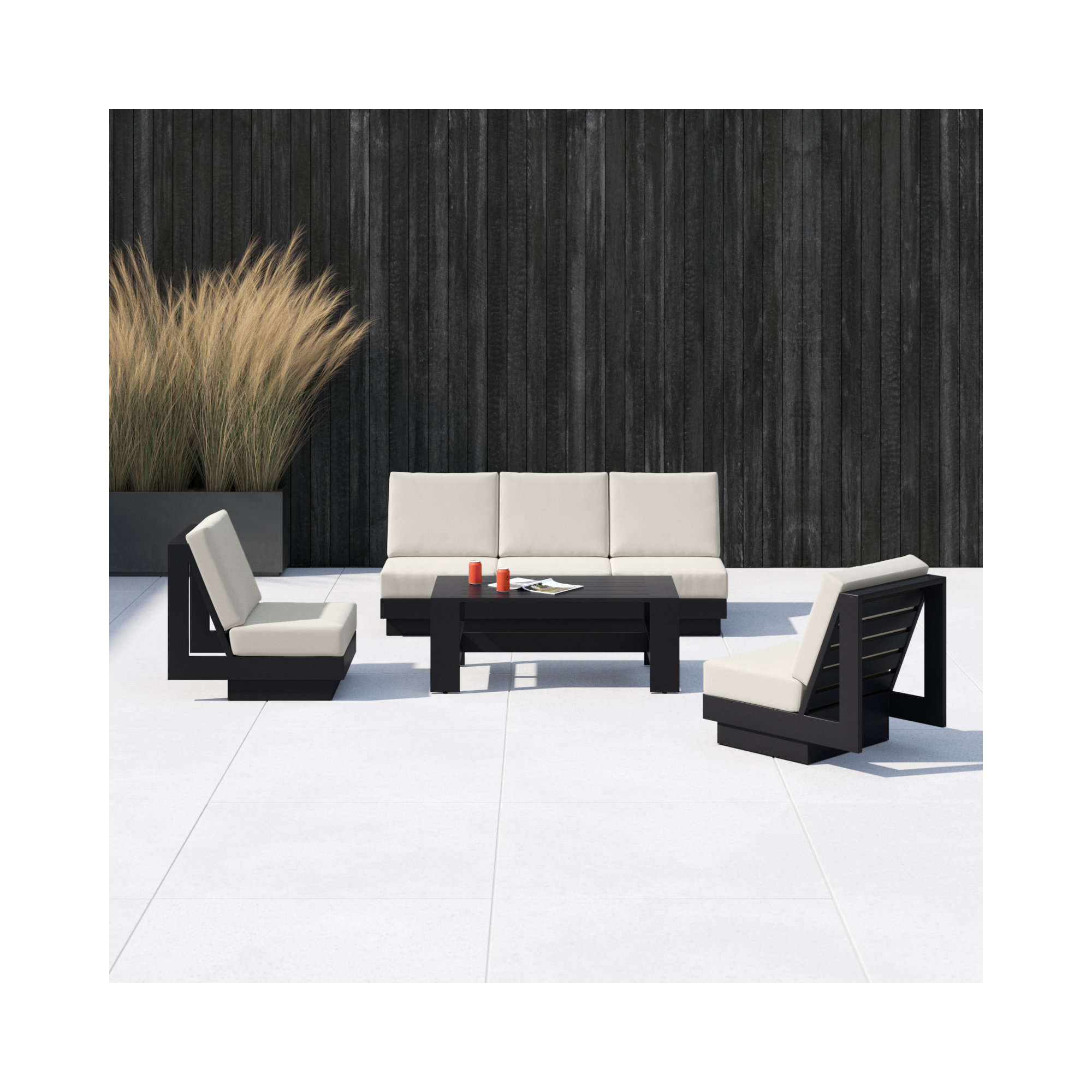 Lucca 4-Piece Outdoor Seating Group with Swivel Chairs and Sunbrella Cushions