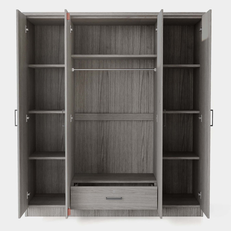 Armoire 4 portes avec 1 tiroir, Gris