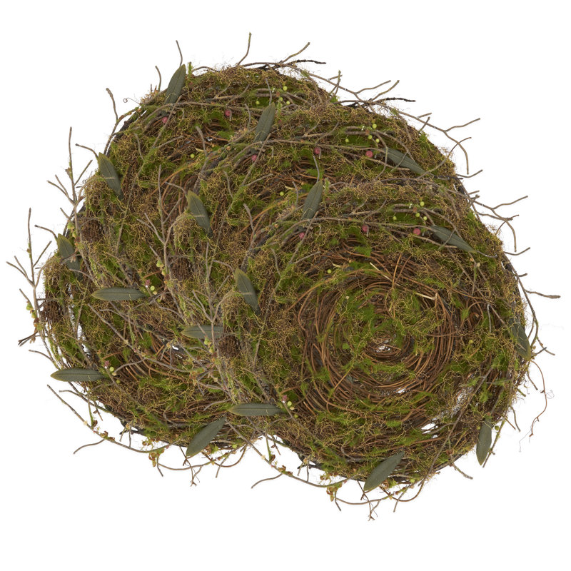 Rustic Charm Twig and Moss Round Placemats Set