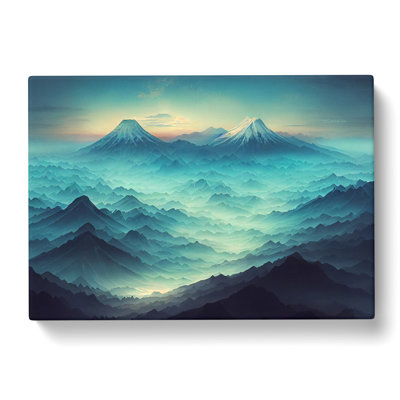 Extravagant Japanese Mountains - Wrapped Canvas