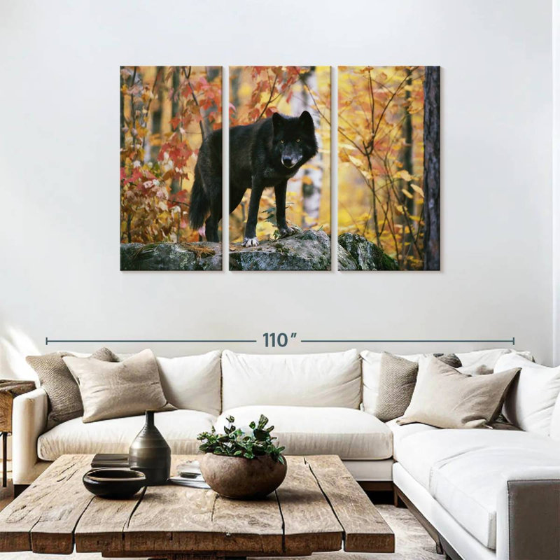 Autumn Black Wolf, 48" H x 74" W