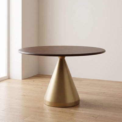 Modern Brown 48" Round Dining Table with Pedestal Base