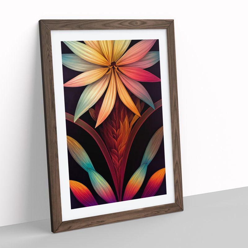 A Sculptured Flower - Single Picture Frame Print, 46cm H x 34cm W x 2cm D, Walnut