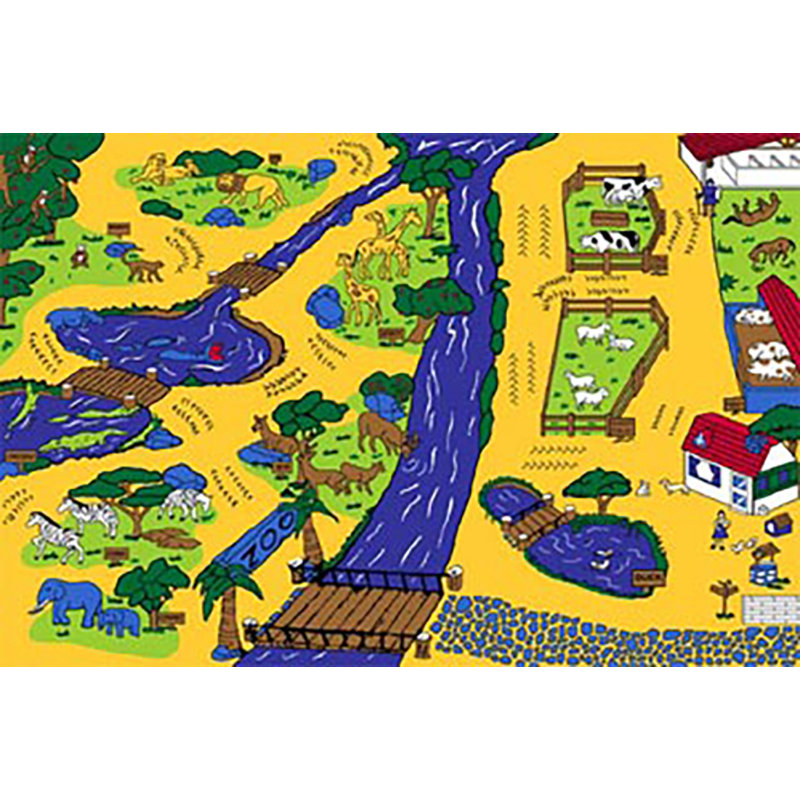 Tapis jaune Sumas Kids Zoo, Rectangle 3 pi x 5 pi