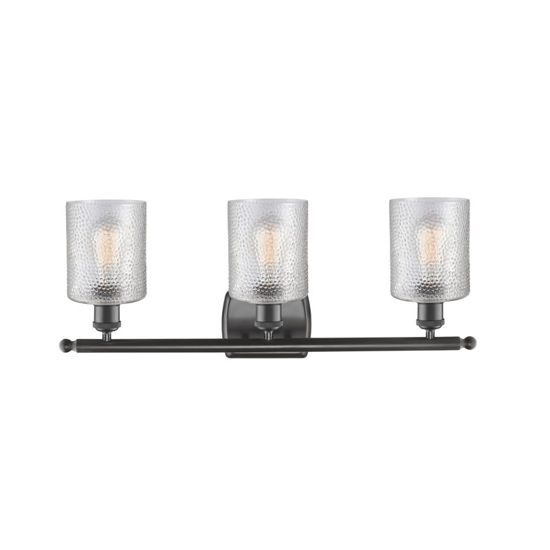 Éclairage de salle de bain à intensité variable à 3 lumières Leilani, Transparent, Ampoule DEL 6 watts Vinage, Bronze huilé