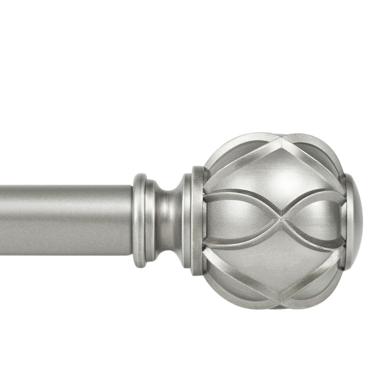 Tringle à rideaux simple ajustable Derra, Argent argent, 72" - 144"