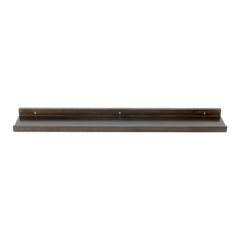 Tablettes flottantes en bois massif, Noyer foncé, H 1,85 po x l 48,03 po x P 5,51 po