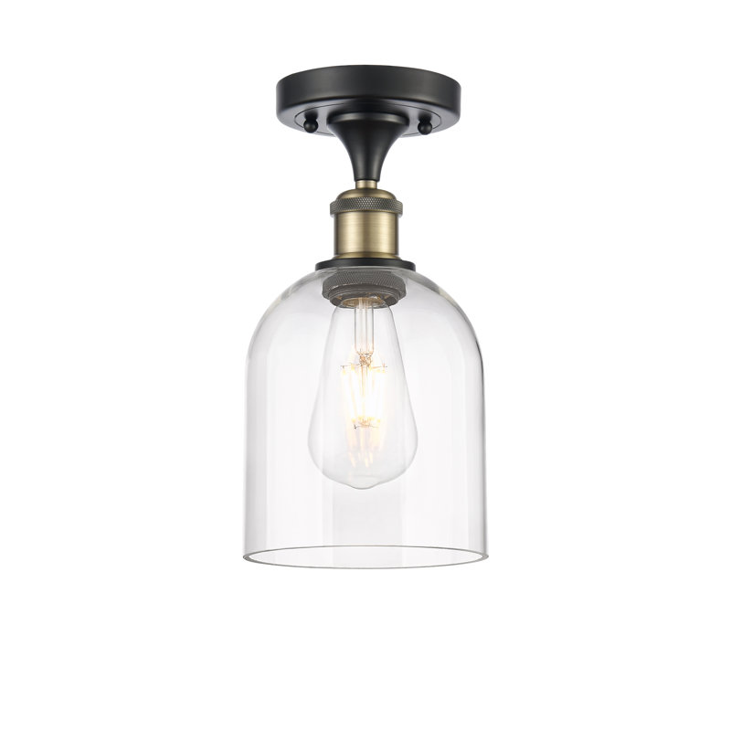 Ballston - Allysson - 1 Light 6" Semi-Flush Mount - Seedy Shade, Black Antique Brass, Clear
