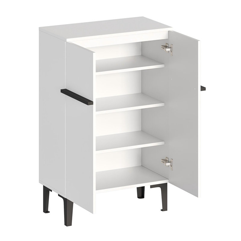 8 Pair Shoe Storage Cabinet, White