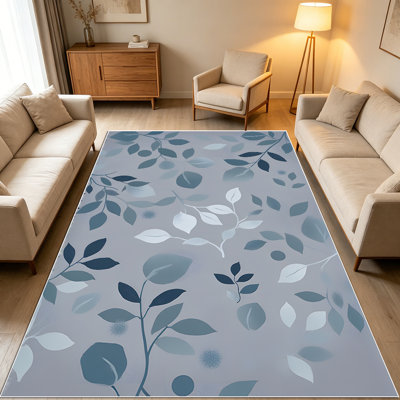 Tapis à motif de feuilles 1PC pour le salon, doux et confortable, adapté à toutes les saisons, facile à entretenir, tapis de sol intérieur lavable à la machine, sous la table de ferme convenant à la chambre à coucher, à la salle à manger, au bureau, au couloir, au patio, à la maison